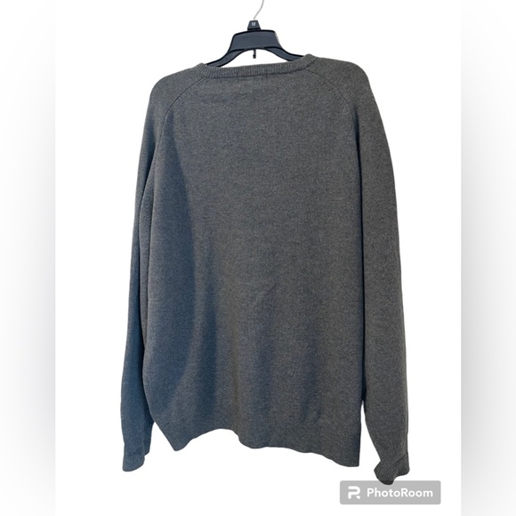 LL Bean Vintage 100% Wool Sweater Mens XL Gray Speckled V-Neck Made In Scotland - Picture 2 of 14
